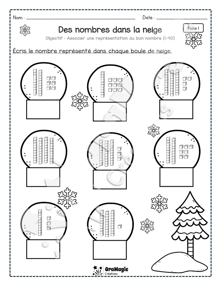 Des nombres dans la neige 1-40 - 3 Fiches repro et corrigé - Représentation des nombres en multibase - 1re année - 2$.pdf