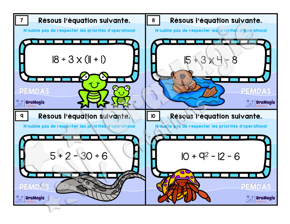 Cartes à tâches - Priorités d'opérations aquatiques