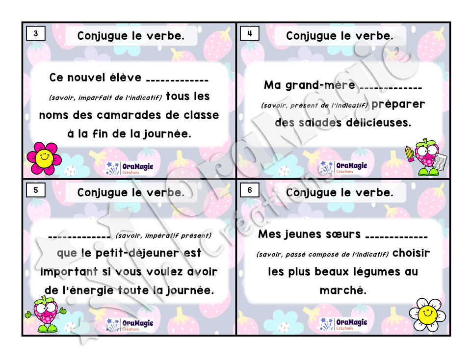 Cartes à tâches - Expert de la conjugaison - Savoir