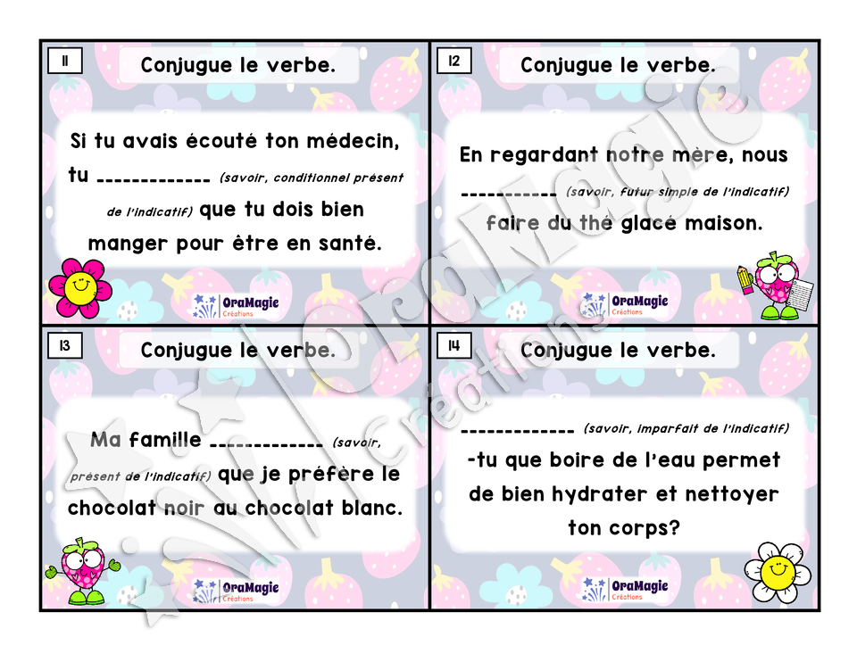 Cartes à tâches - Expert de la conjugaison - Savoir