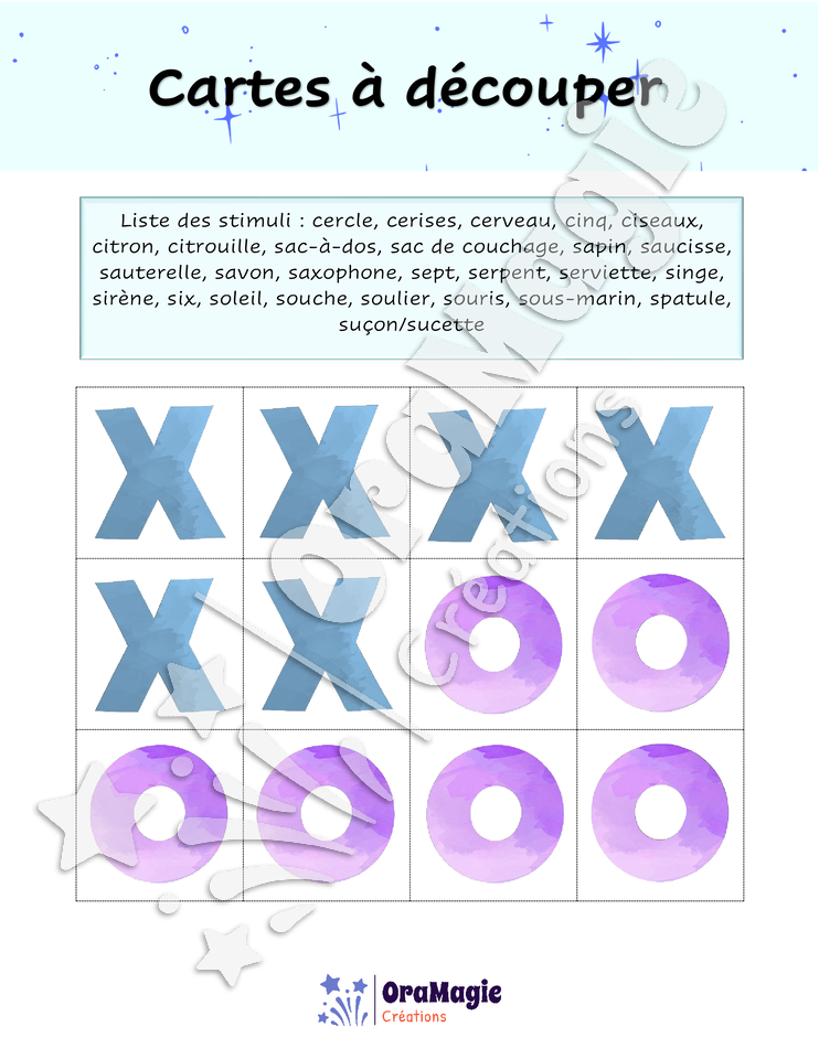 Tic-tac-toe du son -s- position initiale