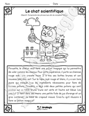 Compréhension de lecture - Lis et colorie - Le chat scientifique - 2e année.pdf