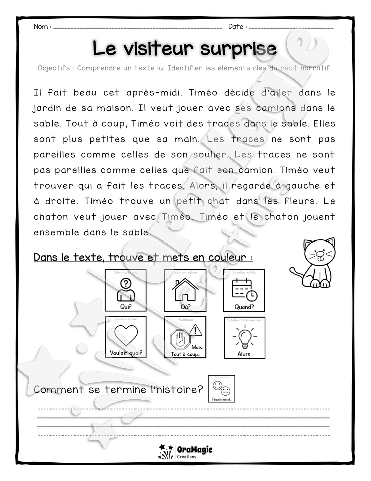 Compréhension de lecture et du récit 1re et 2e année - Le visiteur surprise.pdf