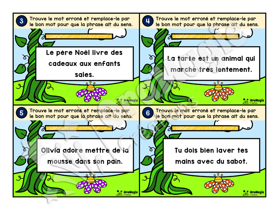 Cartes à tâches - Drôles de phrases 2