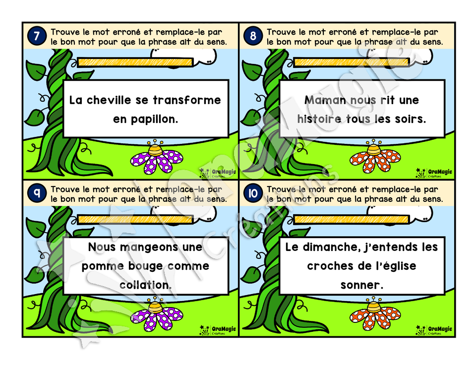 Cartes à tâches - Drôles de phrases 2