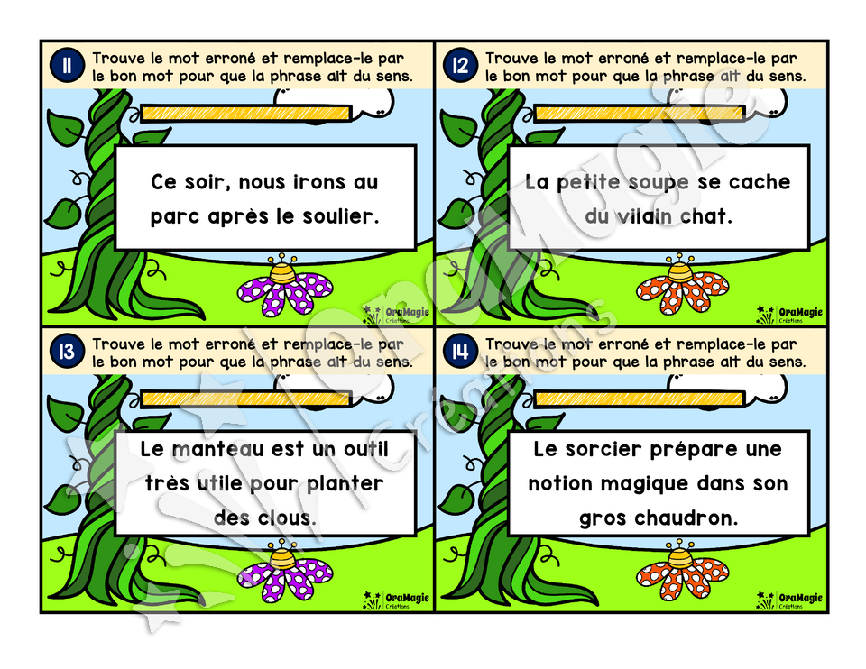 Cartes à tâches - Drôles de phrases 2