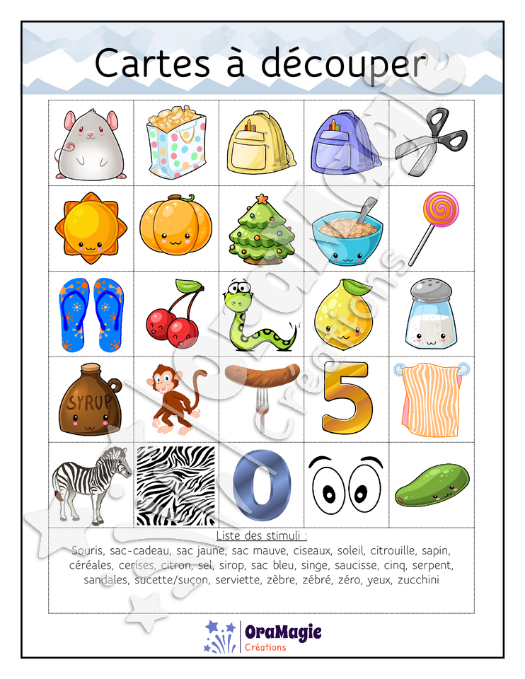Bingo des sons -s-z- position initiale