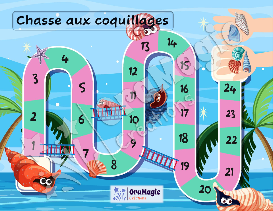 Confusions B-D-P-Q - Niveau 5 - Chasse aux coquillages