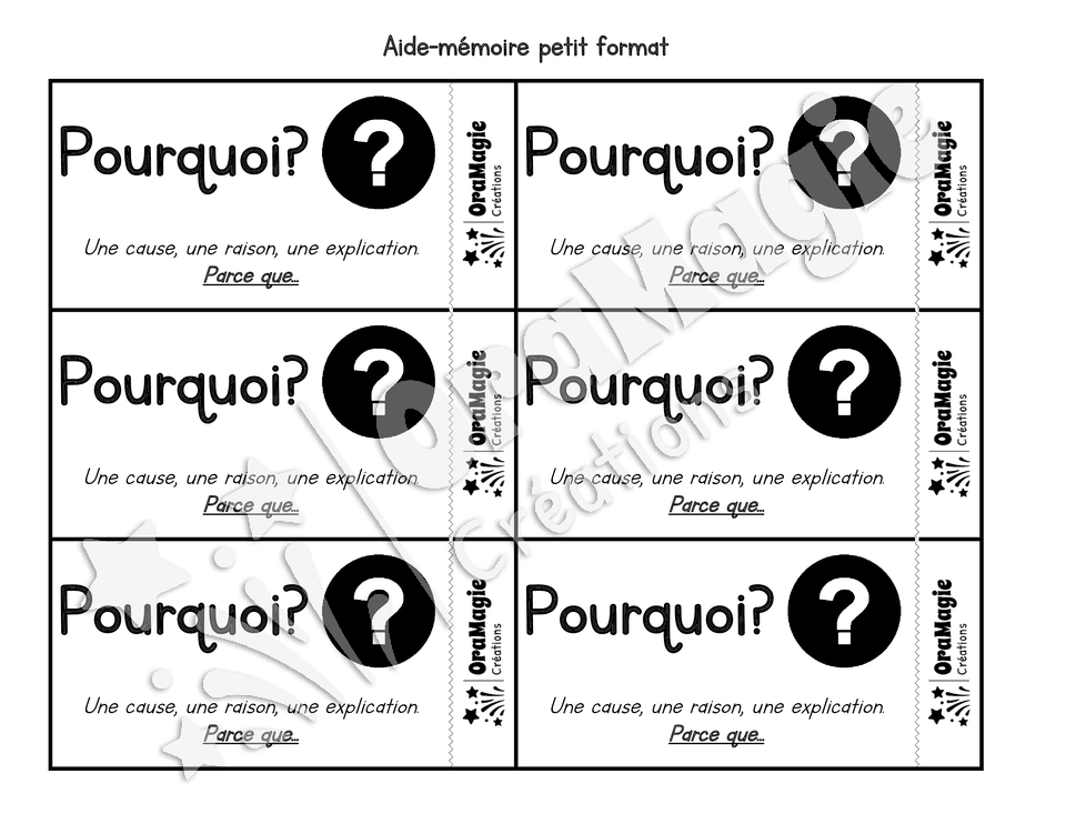 Affiche et aide-mémoire POURQUOI - Pronom interrogatif