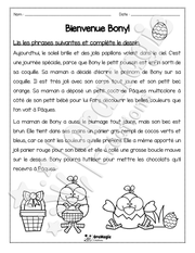Compréhension de lecture - Lis et colorie - Pâques - Bienvenue Bony! - 2e année - 2$.pdf