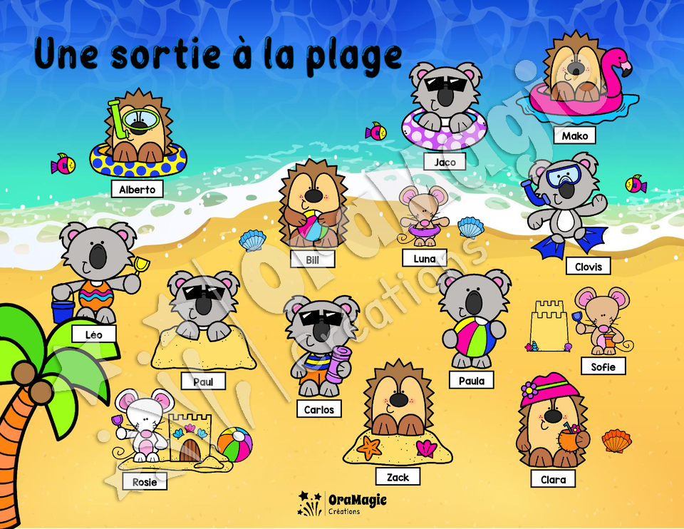 Une sortie à la plage - Compréhension de lecture - 1re année