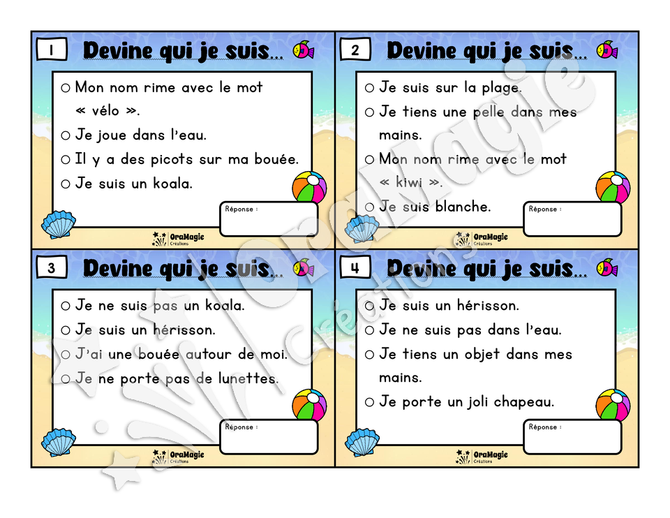 Une sortie à la plage - Compréhension de lecture - 1re année