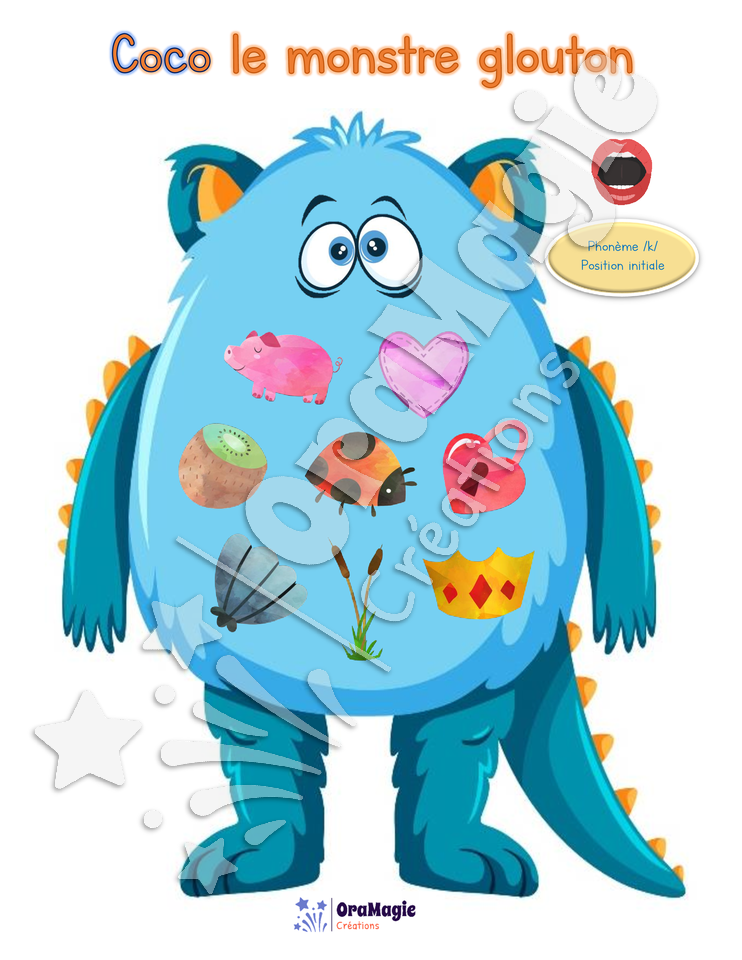 Coco le monstre glouton du -k- 3 positions