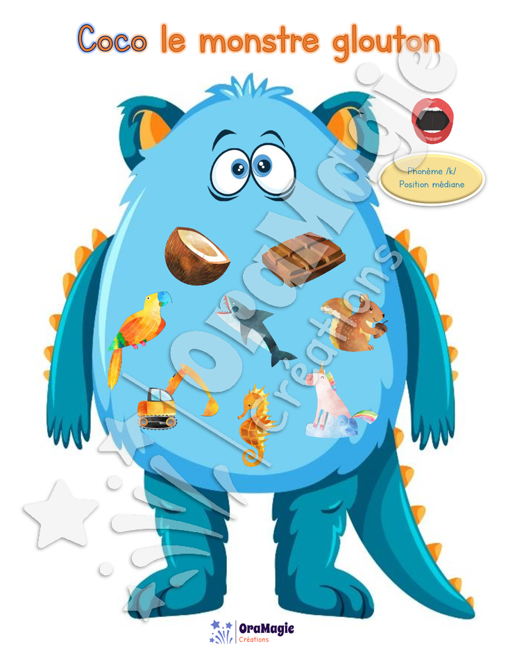 Coco le monstre glouton du -k- 3 positions