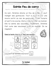 Compréhension de lecture et du récit 1re année - Soirée feu de camp.pdf