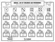 Roule, lis et colorie les poissons - Décodage mots CVCV AVEC sons amoureux - Langage écrit, 1re année.pdf
