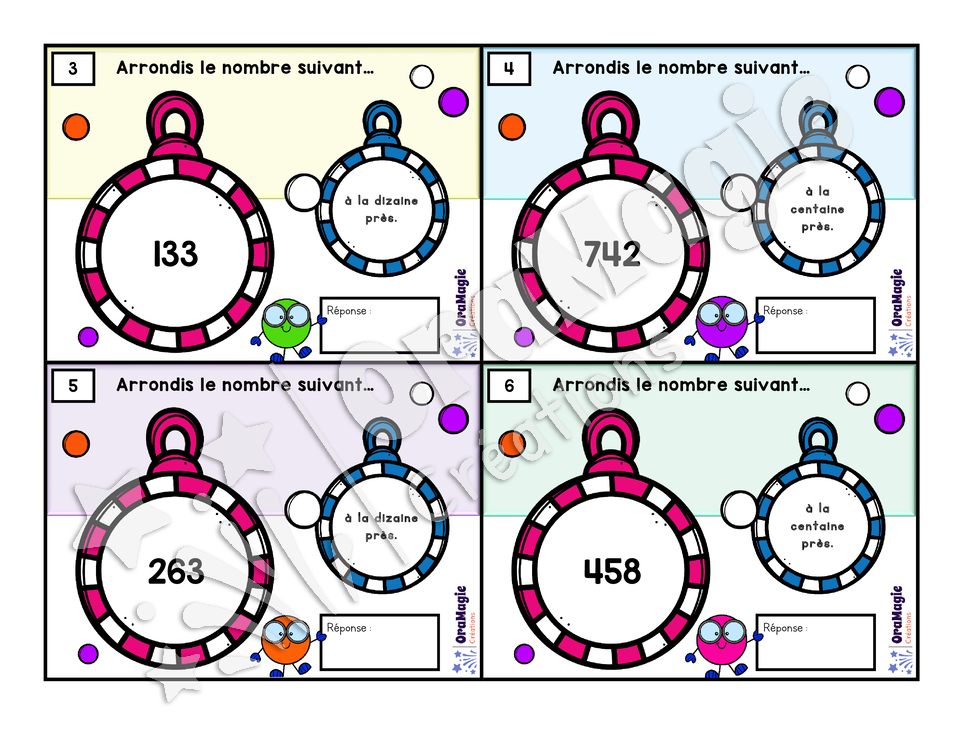 Cartes à tâches - Arrondis-nombres