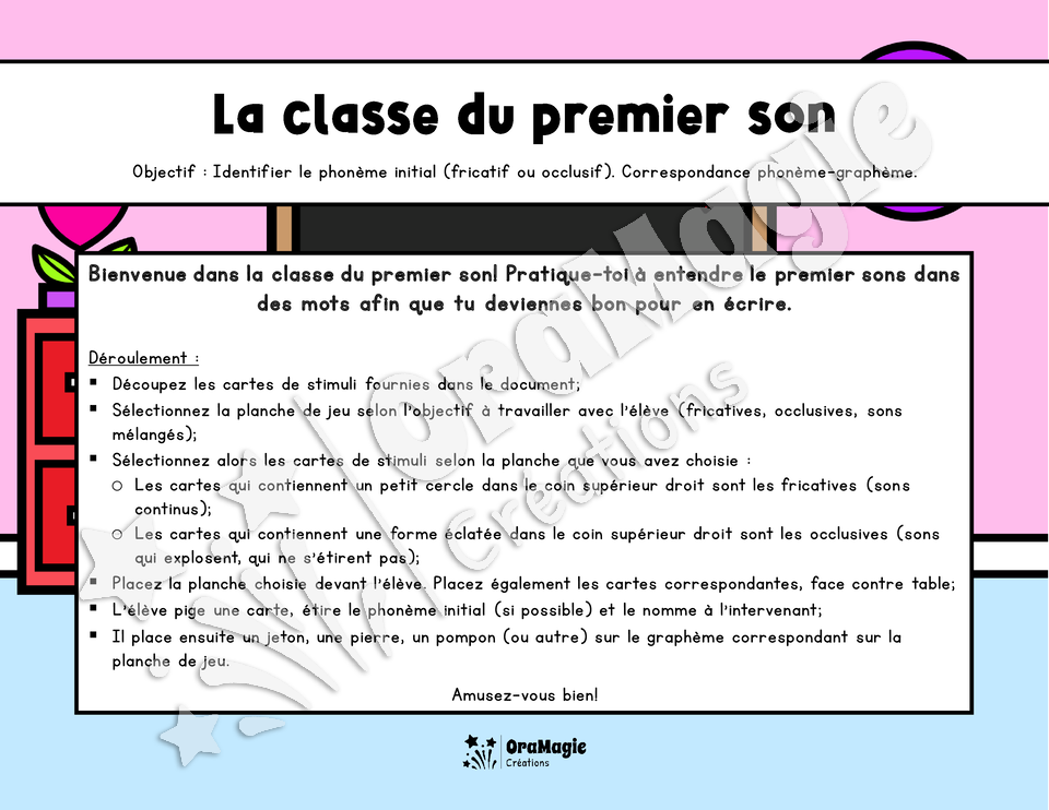La classe du premier son - Identification du phonème initial - Fricatives et occlusives - Présco - 1re année - 6$.pdf