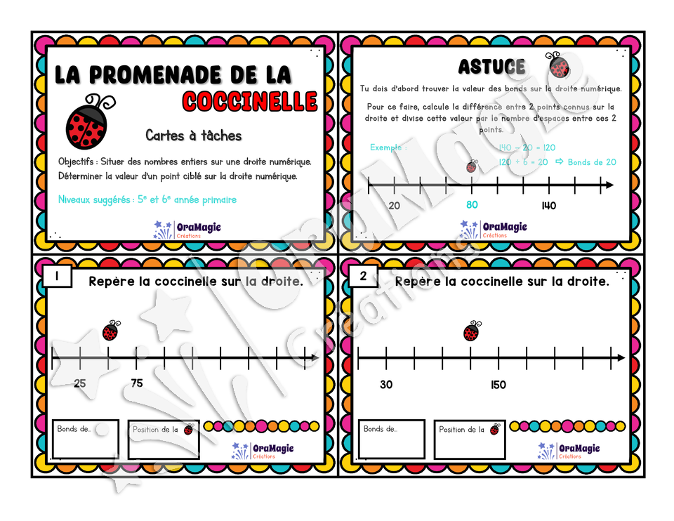 Cartes à tâches - La promenade de la coccinelle - Identifier la valeur d'un point sur une droite numérique - 5e et 6e années.pdf