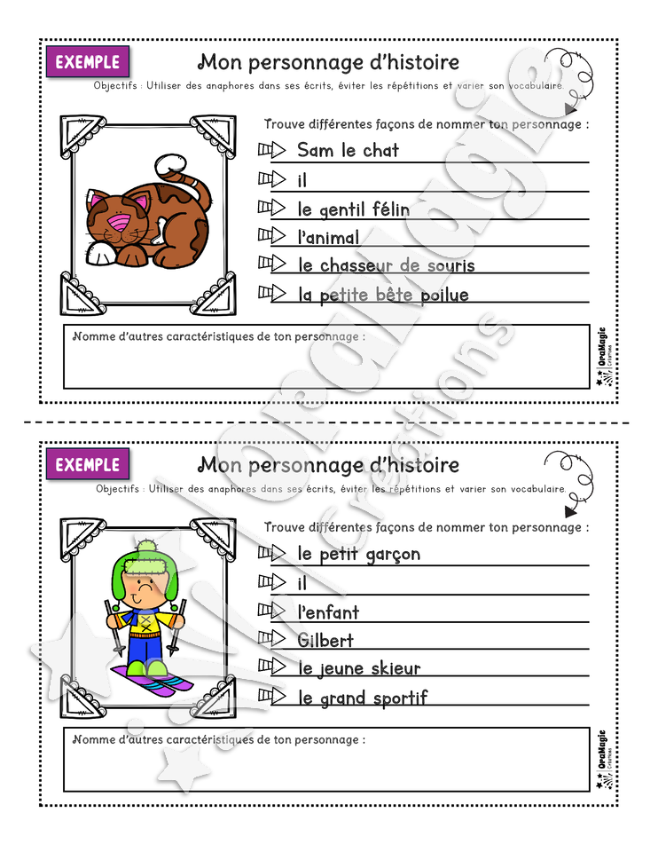 Mon personnage d'histoire - Trouver des anaphores pour identifier le personnage dans des textes