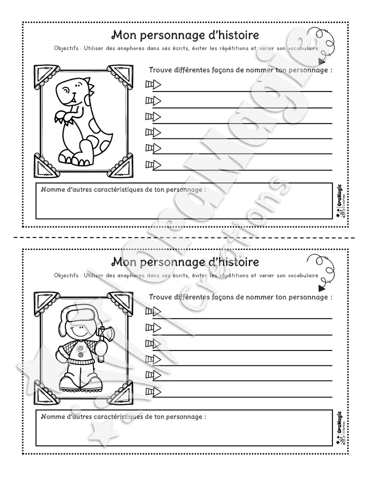Mon personnage d'histoire - Trouver des anaphores pour identifier le personnage dans des textes