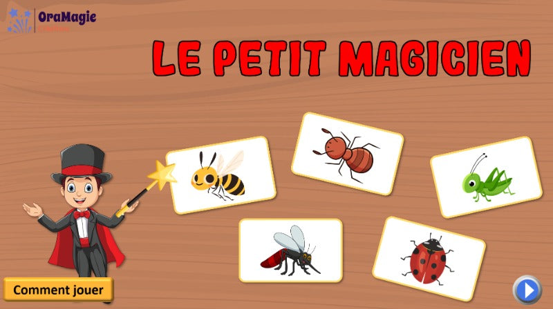 Le petit magicien - Vocabulaire insectes et mémoire visuelle