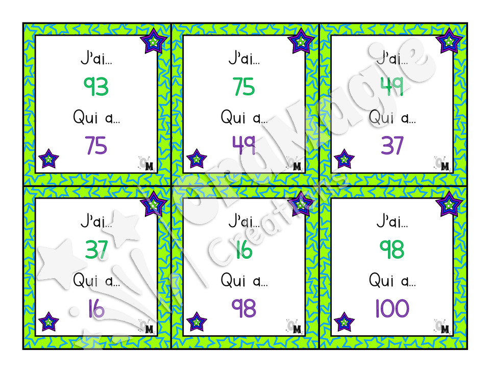 J'ai... qui a - Nombres 10 à 100