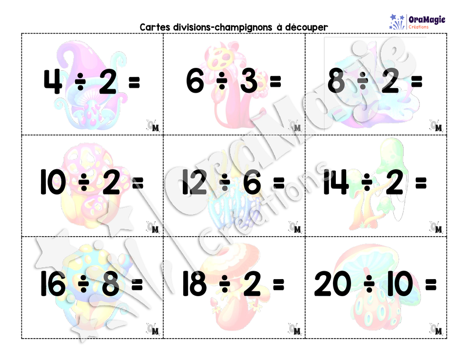 Divisions champignons - Jeu de divisions