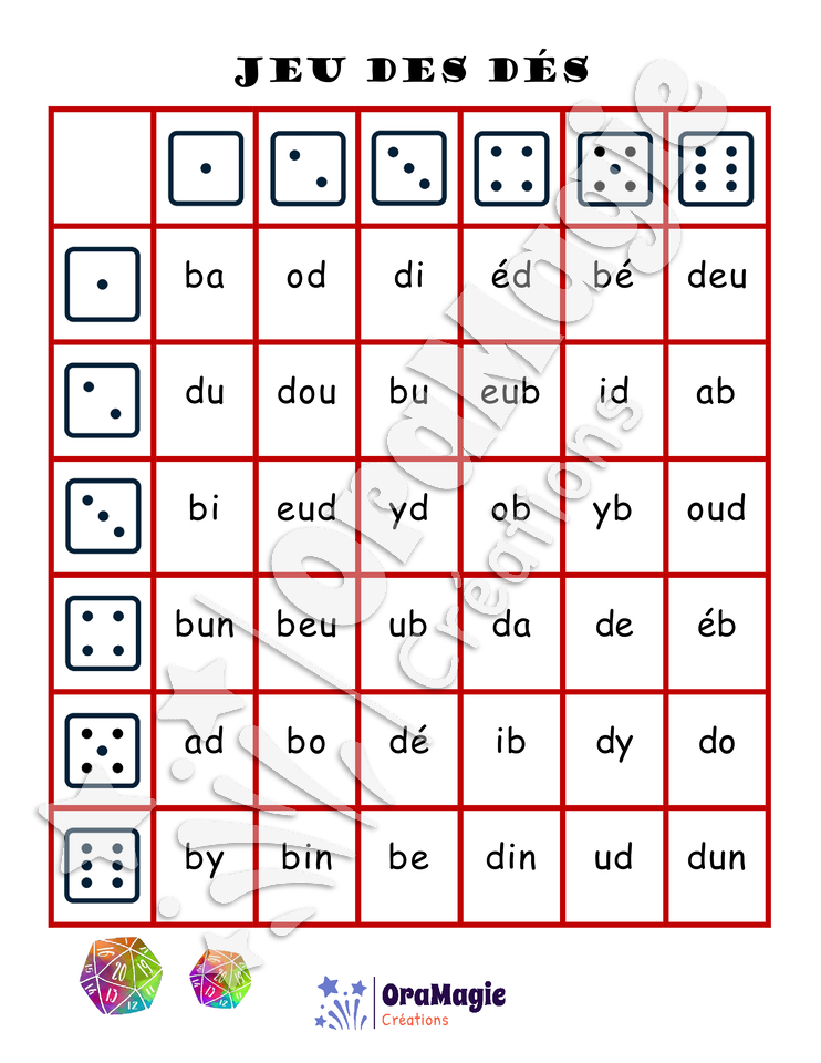Confusions B-D - Niveau 1 - Jeu des dés