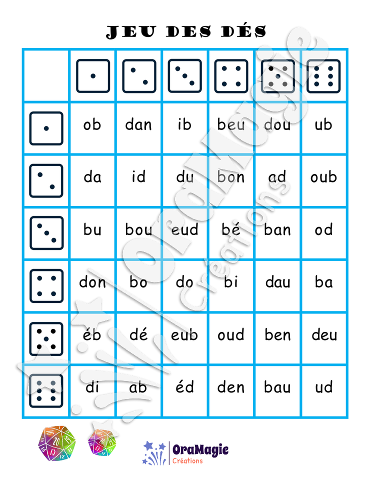 Confusions B-D - Niveau 1 - Jeu des dés