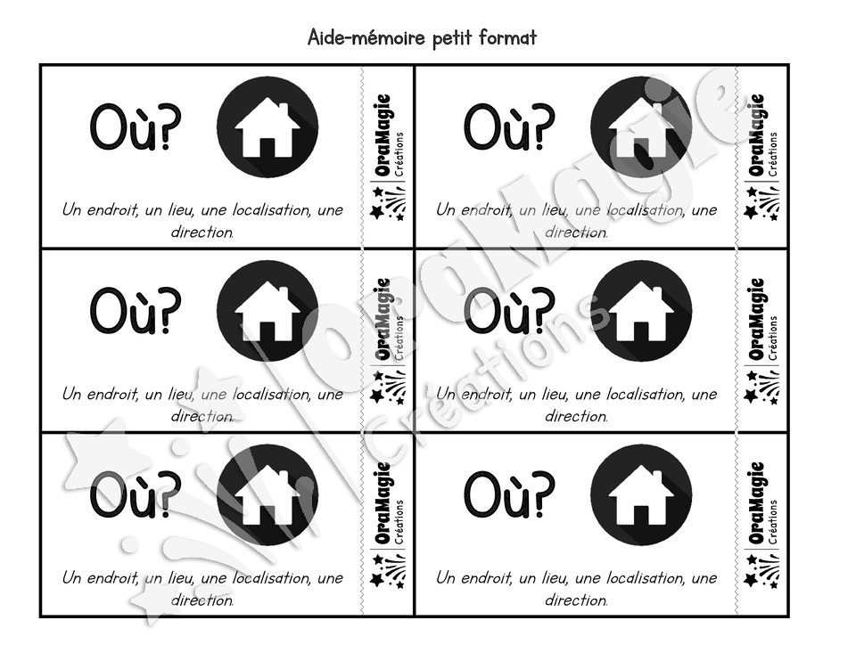 Affiche et aide-mémoire OÙ - Pronom interrogatif