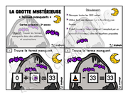 Cartes à tâches - Halloween - La grotte mystérieuse - Terme manquant - 2e année - Mathématiques - 6$.pdf