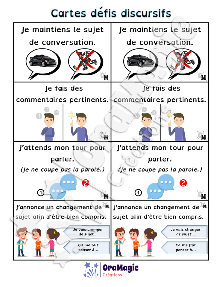 Cartes défis discursifs