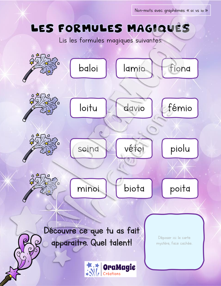 Les formules magiques - Décodage - confusion oi-io