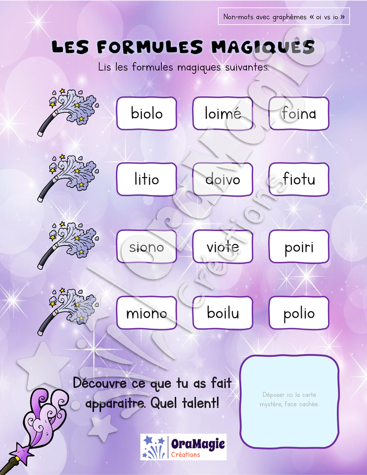 Les formules magiques - Décodage - confusion oi-io