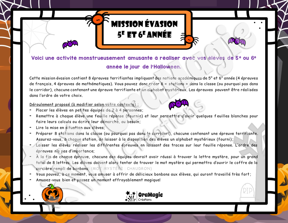 Mission évasion Halloween - 5e-6e année - Notions variées - 6$.pdf
