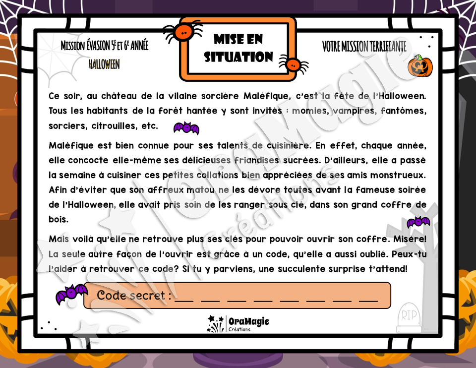 Mission évasion Halloween - 5e-6e année - Notions variées