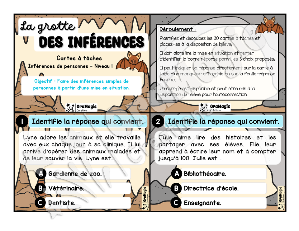 Cartes à tâches - La grotte des inférences - Inférences de personne - Niveau 1 - Lg oral et écrit, 2e cycle.pdf