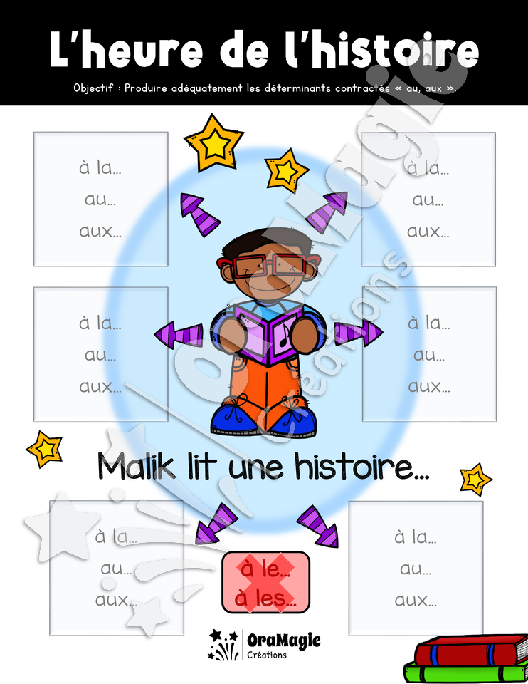 L'heure de l'histoire - Déterminants contractés au-aux-à la