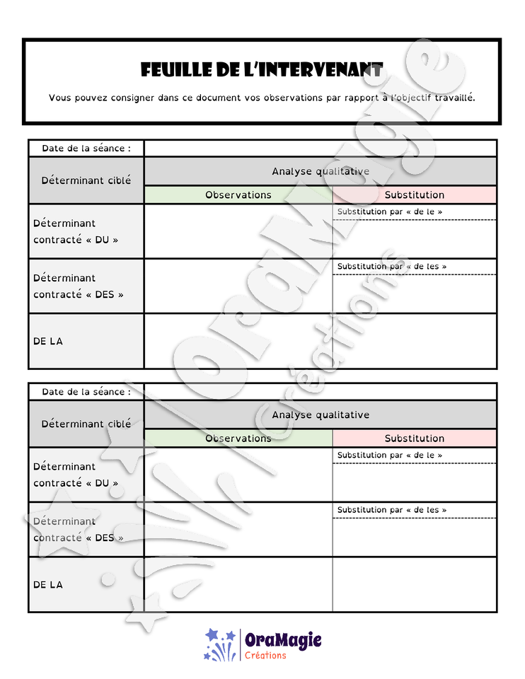Objets perdus - Déterminant contracté -du-de la-des-
