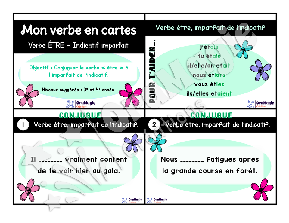 Cartes à tâches - Mon verbe en cartes - Verbe ÊTRE imparfait de l'indicatif - 3e et 4e année.pdf