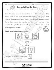 Compréhension de lecture et du récit 1re année - Les galettes de Cloé.pdf