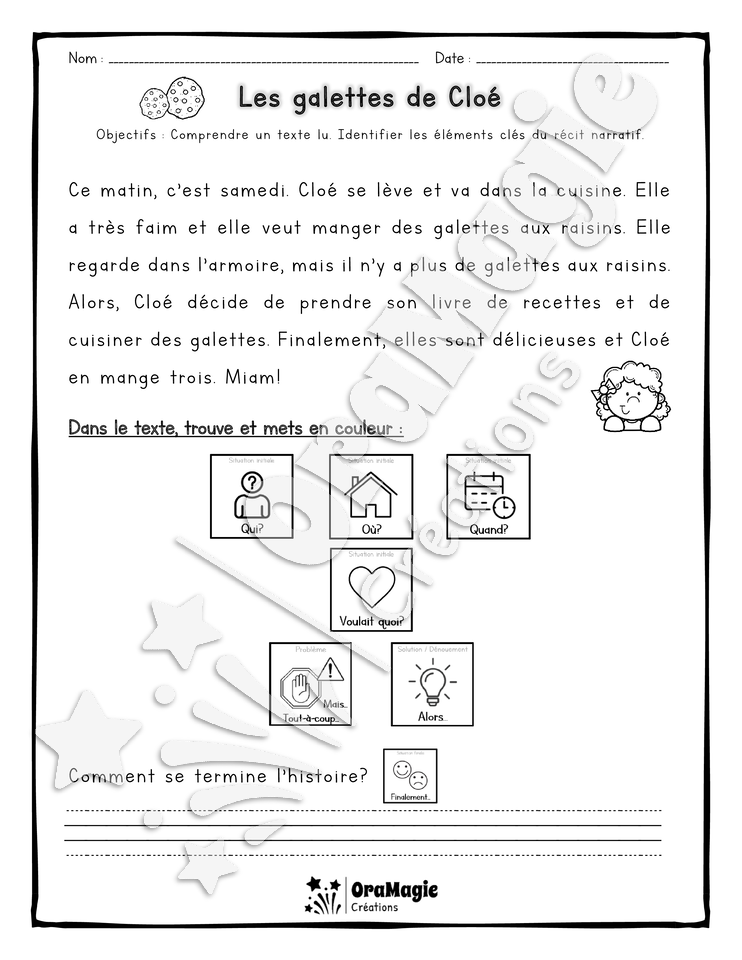Compréhension de lecture et du récit 1re année - Les galettes de Cloé.pdf