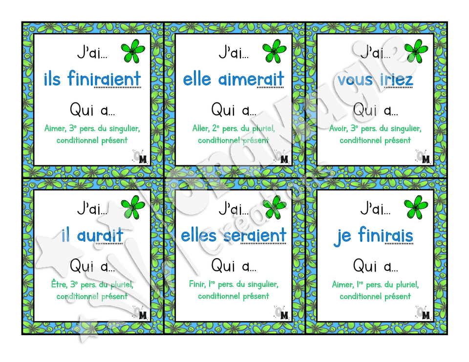 J'ai... qui a - Verbes conditionnel avoir, être, aller, finir, aimer