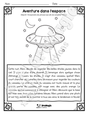 Compréhension de lecture - Lis et colorie - Aventure dans l'espace - 2e année.pdf