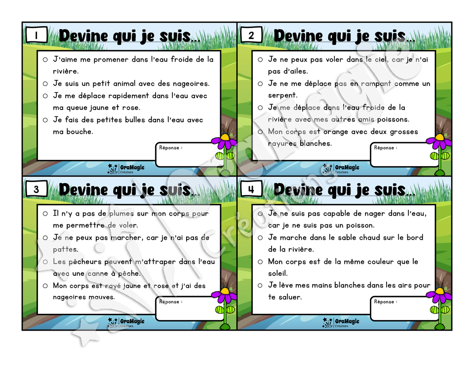 Au bord de la rivière - Compréhension de lecture