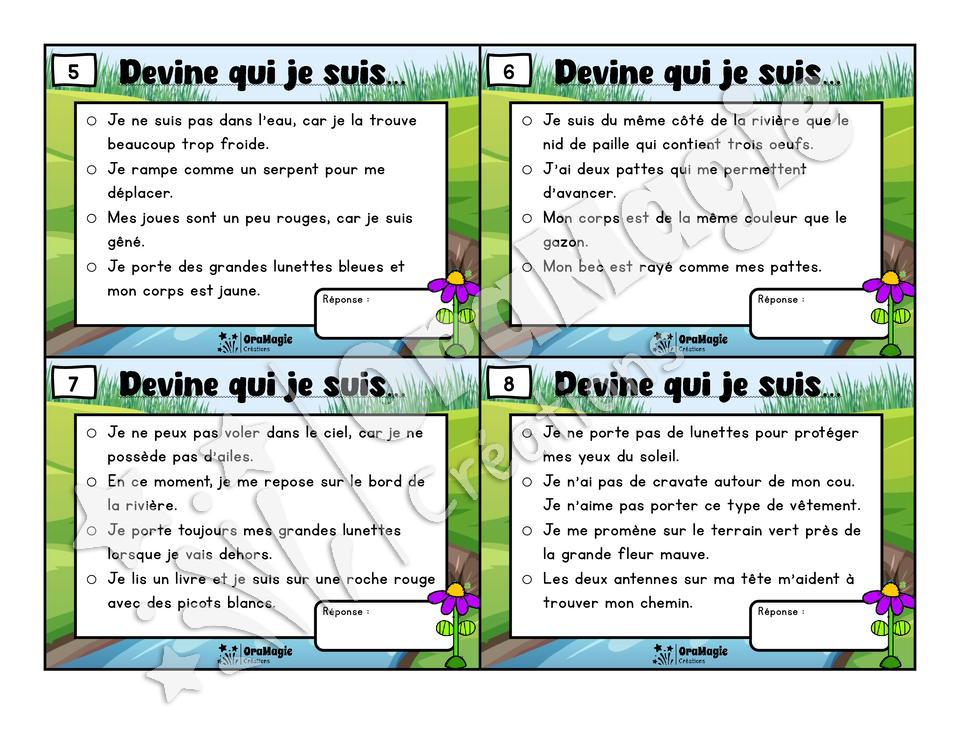 Au bord de la rivière - Compréhension de lecture