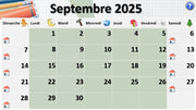 Calendrier - Septembre 2025