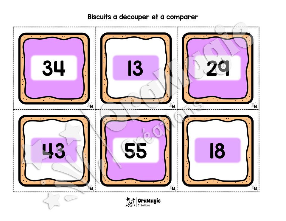 Biscuits gourmands - Comparaison de nombres 10-100