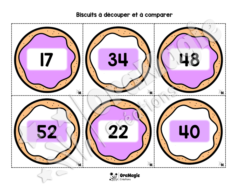 Biscuits gourmands - Comparaison de nombres 10-100